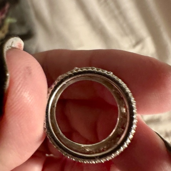 LaFonn Silver and CZ Ring Wide Band With Openwork Filigree Ring Size 7 - Picture 3 of 4